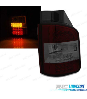 FEUX ARRIÈRE POUR VOLKSWAGEN VW T5 10-15 TRANSPORTER 2P LED ROUGE FUMÉ