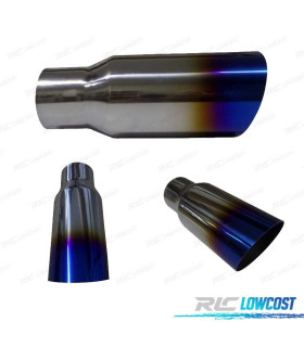 EMBOUT D'ÉCHAPPEMENT ROND 61-90MM INOX DIAGONAL BLEUE BRULÉ