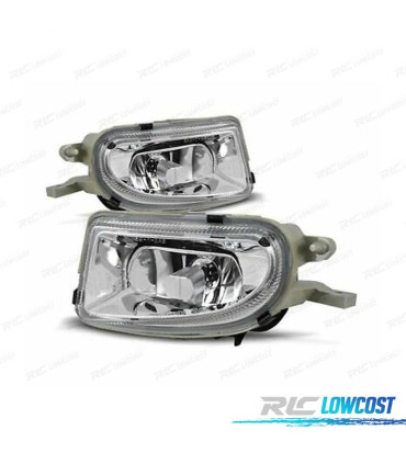 PHARES ANTIBROUILLARD POUR MERCEDES CLASSE E W210, CLK W208 97-02 SLK R170 96-00 FOND CHROMÉ