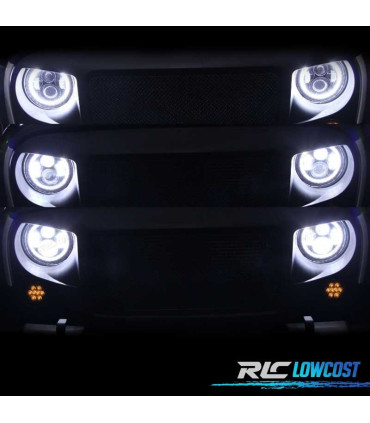 PHARES POUR JEEP WRANGLER 96-18 ANGEL EYES LED NOIR