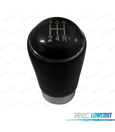 POMMEAU DE VITESSES COURT EN CUIR NOIR.