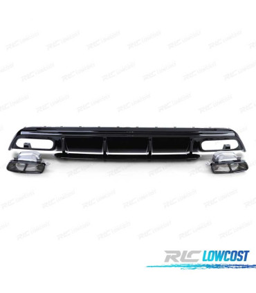 DIFFUSEUR MERCEDES CLASSE A W176 15-18 LOOK A-45 AMG NOIR BRILLANT + EMBOUT D´ÉCHAPPEMENT