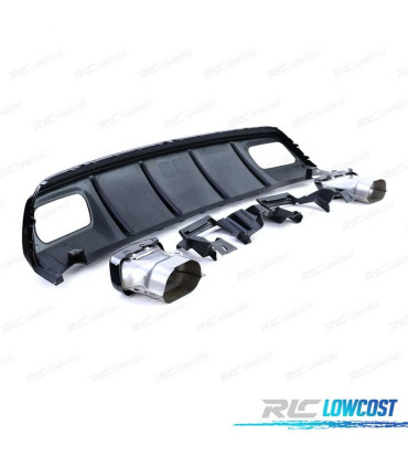 DIFFUSEUR MERCEDES CLASSE A W176 15-18 LOOK AMG A45 NOIR BRILLANT + EMBOUT D´ÉCHAPPEMENT