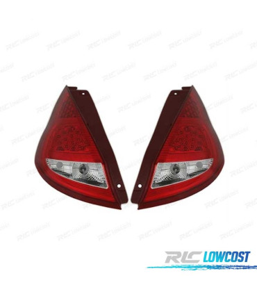 FEUX ARRIÈRE POUR FORD FIESTA MK7 08-12 LED ROUGE CHROMÉ