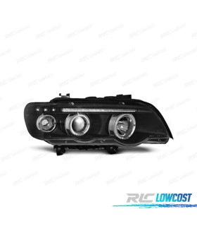 PHARES POUR BMW X5 E53 99-03 FOND NOIR ANGEL EYES