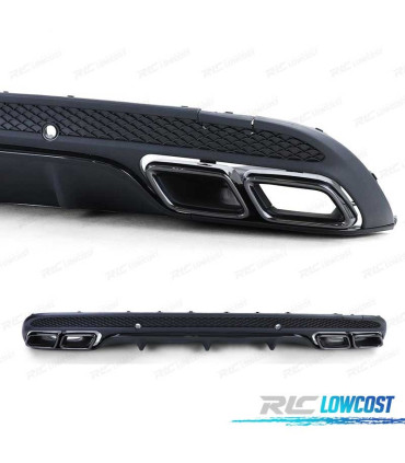 DIFFUSEUR MERCEDES CLASSE C W205 BERLINE 13-18 LOOK AMG + EMBOUTS D'ÉCHAPPEMENT NOIRS