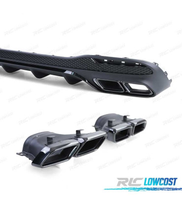 DIFFUSEUR MERCEDES GLE W166 15-19 LOOK AMG GLE63 NOIR BRILLANT + EMBOUTS D'ÉCHAPPEMENT NOIRS