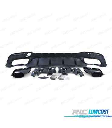 DIFFUSEUR MERCEDES GLE W166 15-19 LOOK AMG GLE63 NOIR BRILLANT + EMBOUTS D'ÉCHAPPEMENT NOIRS