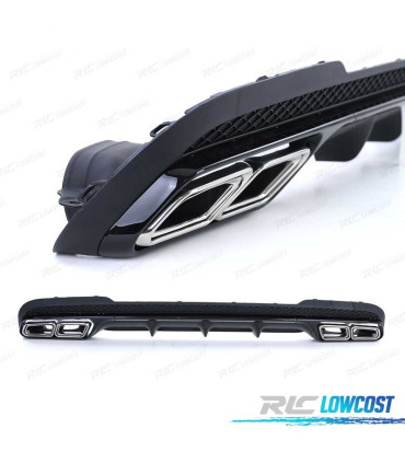DIFFUSEUR MERCEDES CLASSE E W212 BERLINE 13-16 LOOK AMG E63 + EMBOUTS D'ÉCHAPPEMENT CHROMÉS