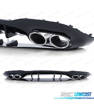 DIFFUSEUR MERCEDES CLASSE A W177 18- LOOK AMG A45 NOIR BRILLANT + EMBOUT D'ÉCHAPPEMENT CHROME