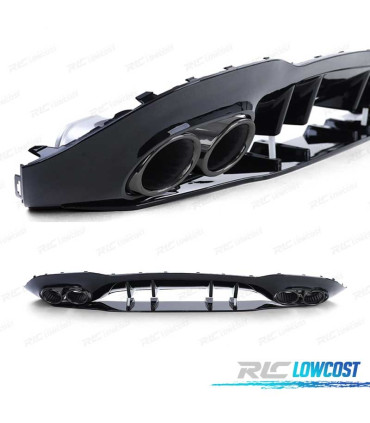 DIFFUSEUR MERCEDES CLASSE A W177 18- LOOK AMG A45 NOIR BRILLANT + EMBOUTS D'ÉCHAPPEMENT