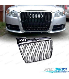 CALANDRE AUDI A4 B7 04-07 LOOK RS NOIR CHROMÉ