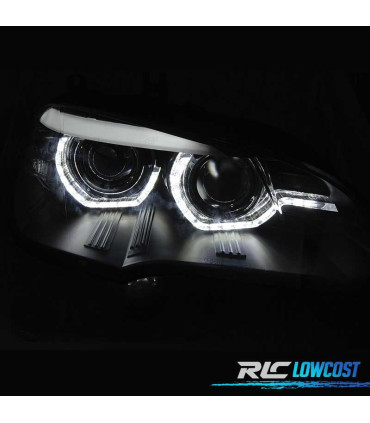 PHARES BMW X5 E70 07-13 OEM XÉNON ANGEL EYES 3D LED NOIR AFS