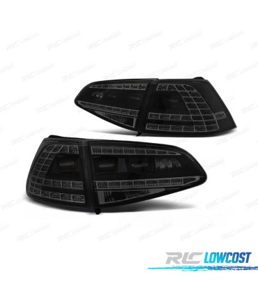 FEUX ARRIÈRE VOLKSWAGEN VW GOLF 7 12-17 LOOK GTI LED DYNAMIQUE NOIR FUMÉ