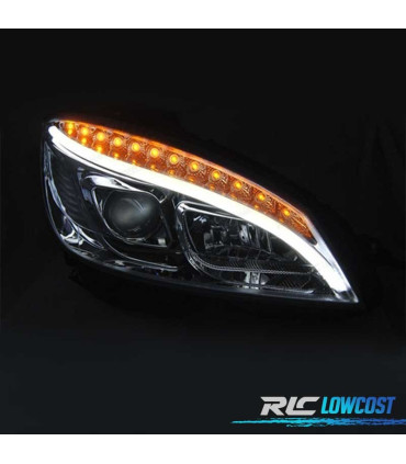 PHARES LED DYNAMIQUE TUBE LIGHT MERCEDES W204 07-11 CHROMÉ