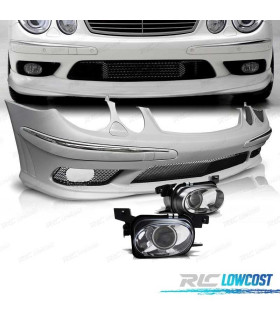 PARE-CHOCS AVANT MERCEDES W211 02-06 LOOK AMG + ANTI-BROUILLARDS ABS