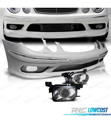 PARE-CHOCS AVANT MERCEDES W211 02-06 LOOK AMG + ANTI-BROUILLARDS ABS