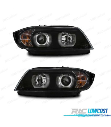 PHARES BMW E90 E91 05-08 XÉNON ANGEL EYES U 3D FOND N