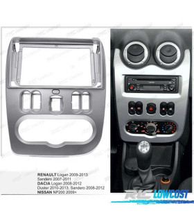 FACADE AUTORADIO 2-DIN RENAULT DACIA LOGAN SANDERO DUSTER NISSAN NP200- GRIS