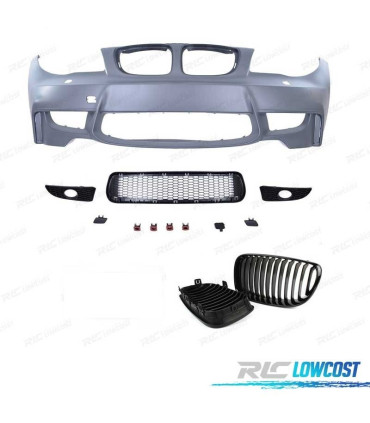 PARE-CHOCS FRONTAL BMW E81 E87 E82 04-13 LOOK 1M SRA + GRILLES ANTI-BROUILLARD