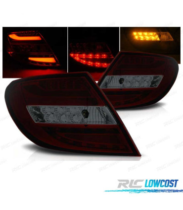 FEUX ARRIÈRE MERCEDES CLASSE C W204 BERLINE 07-11 BARRE LED ROUGE FUMÉ