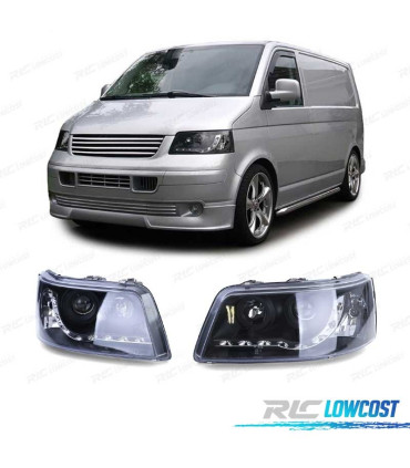 PHARES VOLKSWAGEN VW T5 03-10 DIURNES LED FOND NOIR