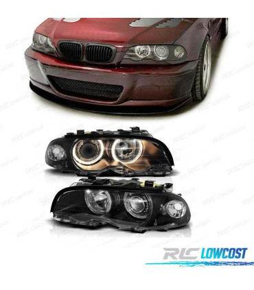 PHARES BMW E46 2P 99-03 ANGEL EYES FOND NOIR