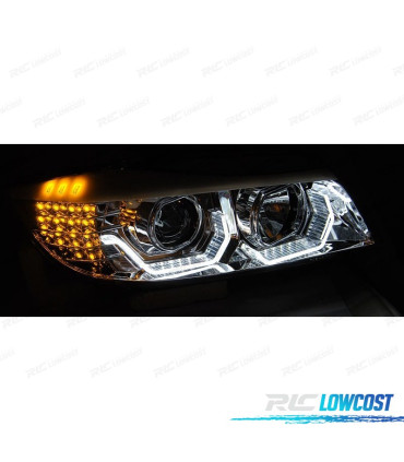 PHARES BMW E90 E91 05-08 YEUX ANGES 3D FOND NOIR CLIGNOTANT LED