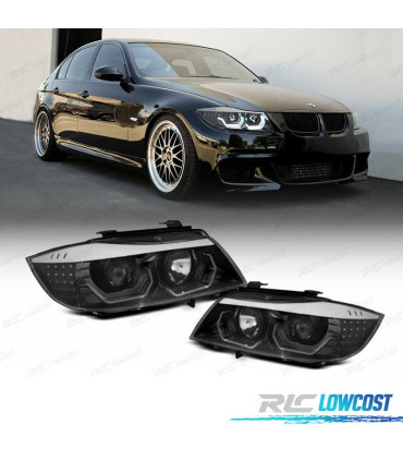PHARES BMW E90 E91 05-08 YEUX ANGES 3D FOND NOIR