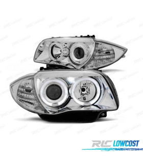 PHARES BMW E81 E87 E82 E88 ANGEL EYES CCFL FOND CHROMÉ