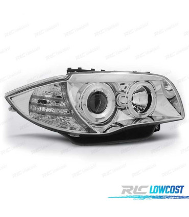 PHARES BMW E81 E87 E82 E88 ANGEL EYES CCFL FOND CHROMÉ