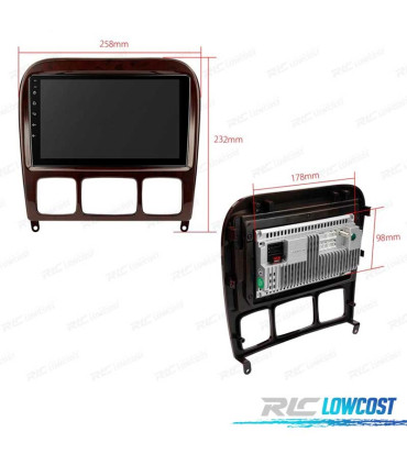 AUTORADIO 9″ GPS ANDROID 13 MERCEDES CLASSE S W220 98-05