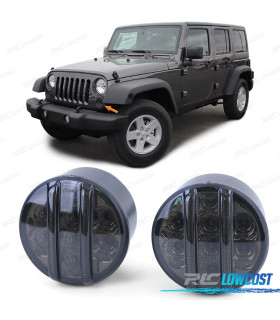 CLIGNOTANTS AVANT POUR JEEP WRANGLER JK 07- LED NOIR FUMÉ