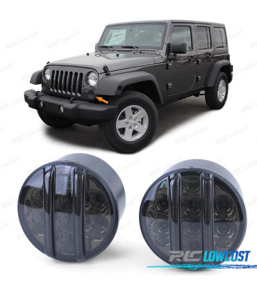 CLIGNOTANTS AVANT POUR JEEP WRANGLER JK 07- LED NOIR FUMÉ