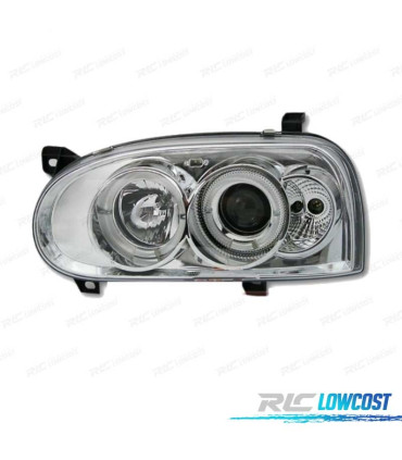 PHARES VOLKSWAGEN VW GOLF 3 ANGEL EYES FOND CHROMÉ H1 H1