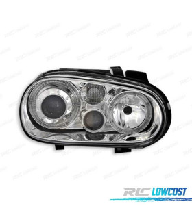 PHARES VOLKSWAGEN VW GOLF MK4 97-03 LOOK R32 ANGEL EYES FOND CHROME