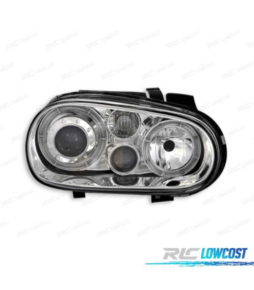 PHARES VOLKSWAGEN VW GOLF 4 LOOK R32 ANGEL EYES FOND CHROME