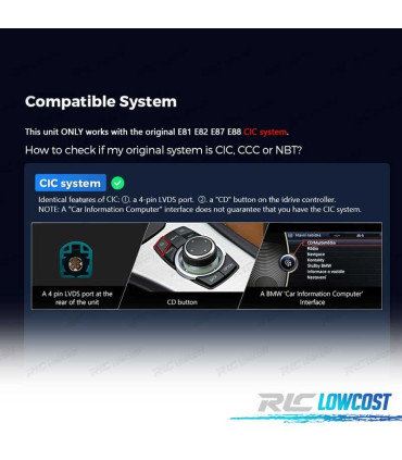 AUTORADIO GPS ANDROID 13 BMW E81 E82 E87 E88 06-12 CIC