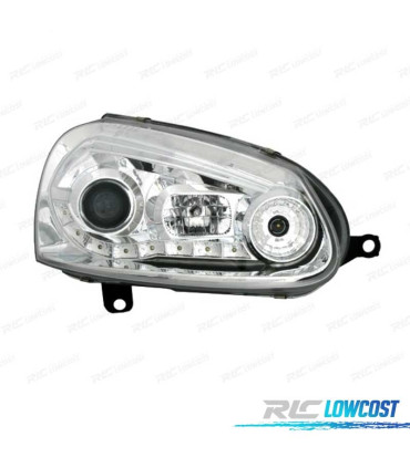 PHARES VOLKSWAGEN VW GOLF MK5 03-08 DAYLIGHT LED FOND CHROME