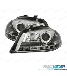 PHARES SEAT IBIZA CORDOBA 6L 02-08 DAYLIGHT LED FOND CHROMÉ