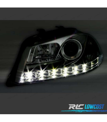 PHARES SEAT IBIZA CORDOBA 6L 02-08 DAYLIGHT LED FOND CHROMÉ
