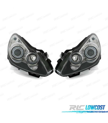 PHARES POUR OPEL CORSA D 06-10 ANGEL EYES FOND NOIR