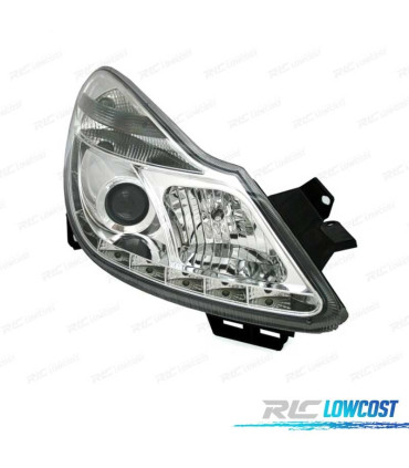 PHARES POUR OPEL CORSA D 06-10 DAYLIGHT LED FOND CHROMÉ