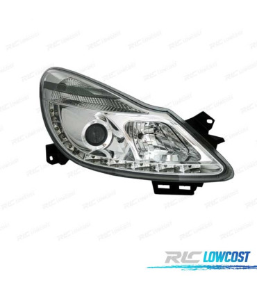PHARES POUR OPEL CORSA D 06-10 DAYLIGHT LED FOND CHROMÉ