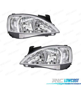 PHARES POUR OPEL CORSA C 00-06 FOND CHROMÉ
