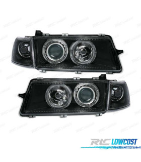 PHARES POUR OPEL VECTRA A 88-95 ANGEL EYES FOND NOIR