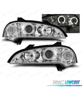 PHARES POUR OPEL TIGRA 95-03 ANGEL EYES FOND CHROMÉ