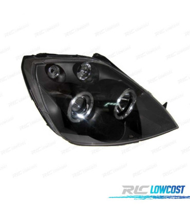 PHARES POUR FORD FIESTA 02-08 ANGEL EYES FOND NOIR
