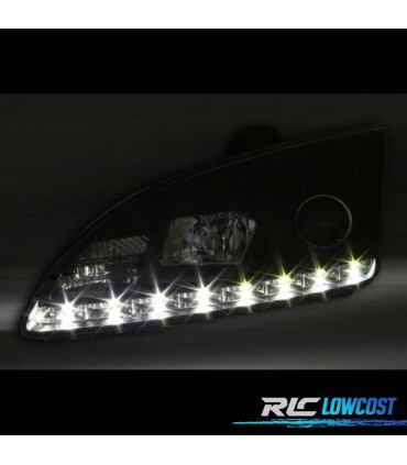 PHARES POUR FORD FOCUS 04-08 DAYLIGHT FOND NOIR