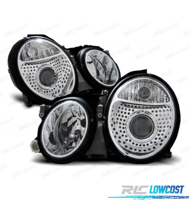 PHARES POUR MERCEDES CLK W208 FOND CHROMÉ